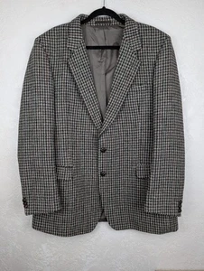 Harris Tweed Vintage Men's 2 Button Wool Knit Brown Blazer Sport Coat Size 44L - Picture 1 of 17