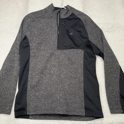 Spyder Mens L  1/4 Quarter Zip Gray/Black Outdoor Hiking Jacket - Image 1 of 4