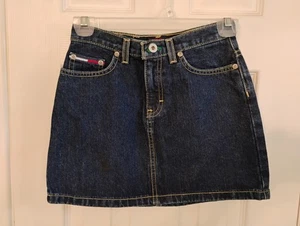 Tommy Hilfiger Girls Blue Denim Skirt Sz 8 Hipster Miniskirt - Picture 1 of 12