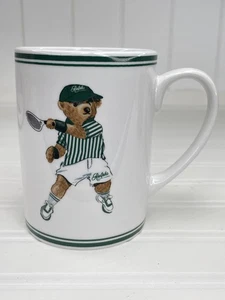 Ralph Lauren Ralph's Coffee Mug Country Polo Bear Tennis Porcelain White RARE - Picture 1 of 7