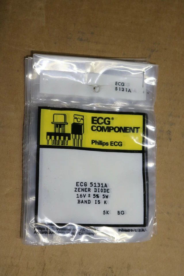 Lote de 10 - Philips ECG 5131A Diodo Zener 16V +/-5% 5W Foto 1 de 4