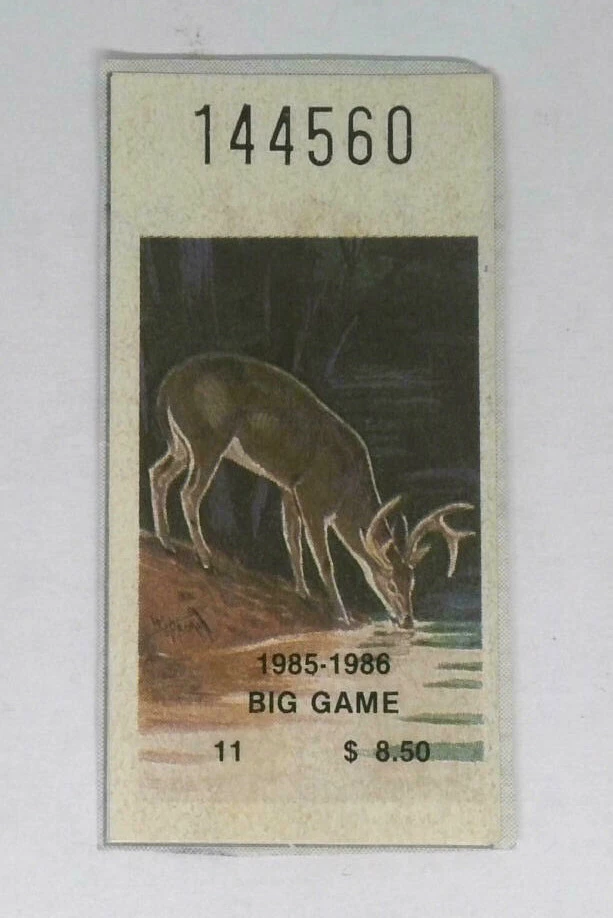 1985 New York Resident Big Game Deer Hunting Fishing License Permit Stamp  - Image 1 of 1