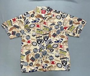Rare 2015 NFL Oakland Raiders Print Hawaiian Style Button Up Shirt Men’s Medium - Bild 1 von 15