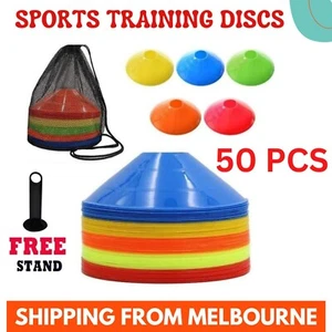 50 Pack Sports Training Discs Markers Cones Soccer Rugby Fitness Exercise - Picture 1 of 8