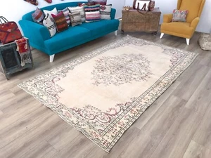 Turkish oversize vintage rug large oriental rug farmhouse area rug 6 x10.1 ft - Picture 1 of 12