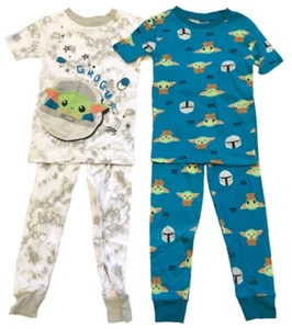 Disney Star Wars Size 5T Baby Yoda 4 Piece Pajama Set 2 SS Tops 2 Long Bottoms - Picture 1 of 12