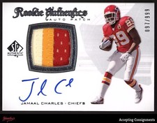 2008 SP Authentic #293 Jamaal Charles 97/999 ROOKIE PATCH AUTO RC RPA CHIEFS