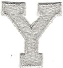 1 7/8" Hellmetallic Silber Monogramm Blockbuchstabe Y Stickaufnäher