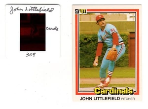 1981 Donruss John Littlefield Original Negative #309 St Louis Cardinals 1 of 1 - Picture 1 of 3