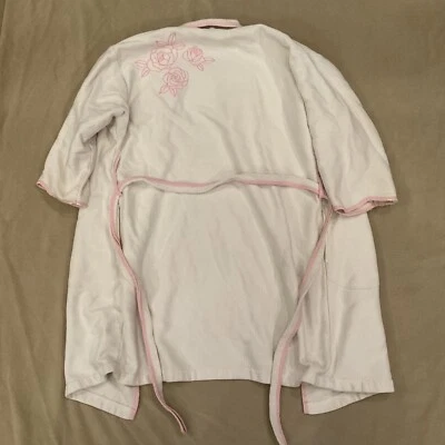 Bata Crabtree & Evelyn mediana grande marfil 100 % algodón floral defectos Cottagecore Foto 1 de 4