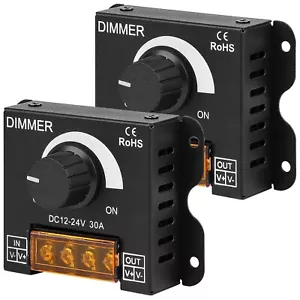 2Pack LED Dimmer Switch DC 12-24V 30A PWM Stepless Brightness Dimming Controller - Picture 1 of 10