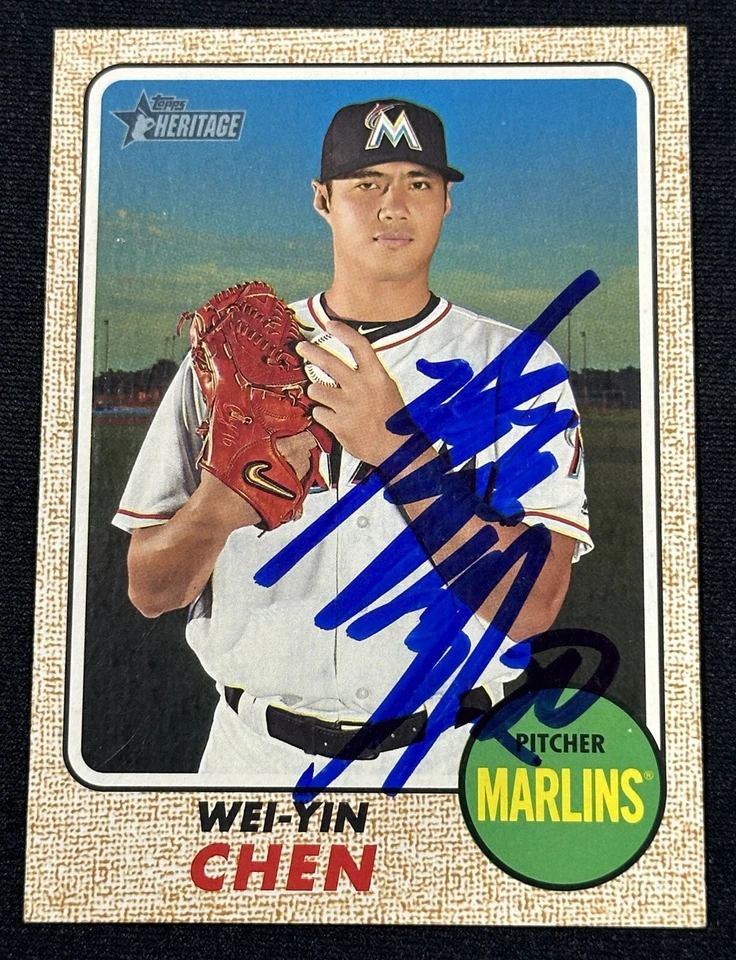 Wei-Yin Chen Signed 2017 Topps Heritage #272 Marlins Autographed Auto Card - Image 1 of 1