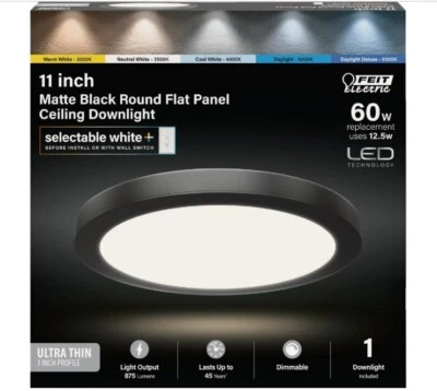 Feit 74210/6WY/BK LED 11" Redondo Panel Plano Luz Kit - 12.5W, 5 CCT, Borde Negro Foto 1 de 3
