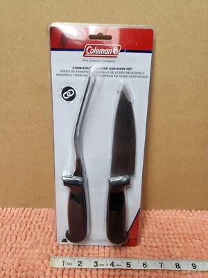 Juego de tenedores y cuchillos de acero inoxidable Coleman juego de utensilios para tallar carne resistente al calor Foto 1 de 4