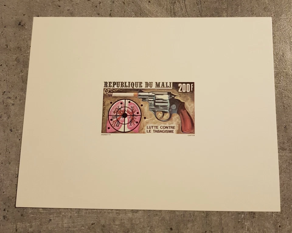 MALÍ 1980 ANTITABACO CHAMPAIGN BLOQUE IMPERFECTO MNH Foto 1 de 1