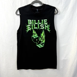 Billie EilishTop Womens Sz S Black 2019 Green Dice Sleeveless Muscle Tank  Merch - Picture 1 of 5