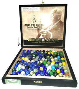 Rare Pappy Van Winkles Cigar Box Full Of Old Vintage Marbles - Picture 1 of 9
