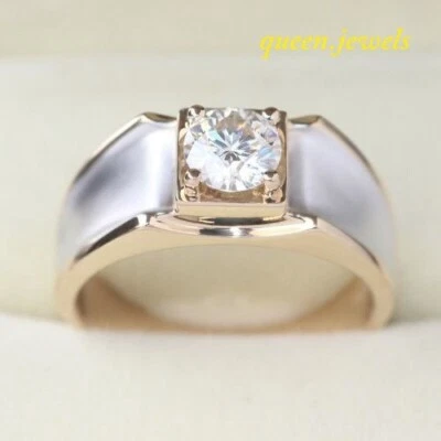 14K Rose Gold Over 2.4CT Round Cut Lab Created Diamond Men's Engagement Ring - Image 1 of 4