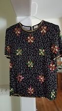 Women Blouse S Top Small Junior by Night Vogue Beaded