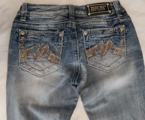 Miss Me Boot Jeans Embroidered  Embellished JE1059B2R Womens Size 26 - Picture 1 of 9