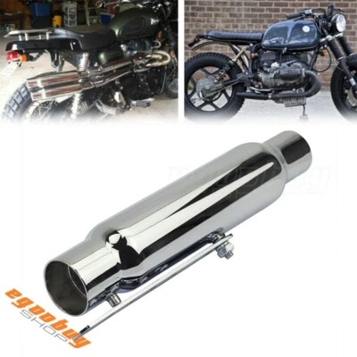 12" Motorcycle Shorty Muffler Exhaust Pipe Chrome For Harley Cafe Racer Bobber - Image 1 of 4