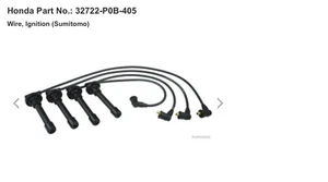 BNIB OEM 90-97 Honda Civic / Accord 4 Cylinder Ignition Wire Set 32722-P0B-405 - Picture 1 of 5