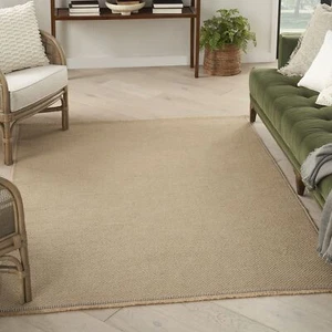 Nourison Washable Jute Solid Natural 7'10" x 9'10" Area -Rug, Easy -Cleaning,... - Picture 1 of 10