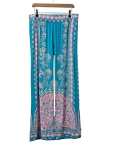 Pantaloni Palazzo Lilly Pulitzer Bal Harbour Mid Rise Turchese Crociera Vacanze Nuovi - Foto 1 di 7