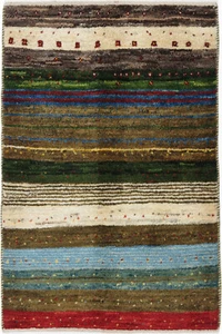 Gabbeh Teppich Orient Perser Rug Zollanvari Bunt Schurwolle Naturfarben Nomad - Picture 1 of 1