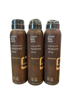 (3) Every Man Jack Quick Dry Deodorant Spray Sandalwood Aluminum Free 3.5 Oz - Picture 1 of 1