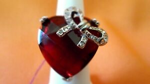 Park Lane Valentine's Ring Size 6 Red heart stone & CZ"s New!