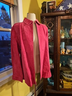 Chaqueta Chico's Flagstaff Cremallera Completa Mujer Talla 3 Talla XL Rosa Gamuza Cuero Forrada NUEVA Foto 1 de 4