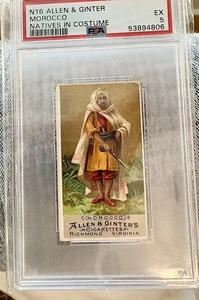 1888 N16 Allen & Ginter Natives In Costumes MOROCCO, PSA 5 EX, POP 2, 3 Higher - Picture 1 of 3