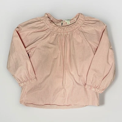 J. Blusa Crew para mujer talla S rosa blanco a rayas manga 3/4 Foto 1 de 4