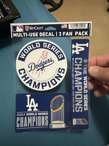 LOS ANGELES DODGERS 2024 WS CHAMPS 3PK AUTO DECAL - BLUE MLB LICENSED - Picture 1 of 2