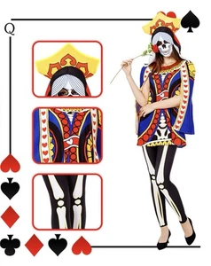 Queen of Hearts Costume Blackjack Card Game Style With Skull Women Size XL - Picture 1 of 11
