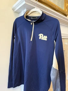 Under Armour Men’s Pitt Panthers Two Tone Navy Tan 1/4 Zip Pockets Size Large - Photo 1/14