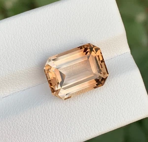 Miel y champán 10,20 quilates topacio africano bicolor 14 mm corte esmeralda piedras preciosas sueltas - Imagen 1 de 17