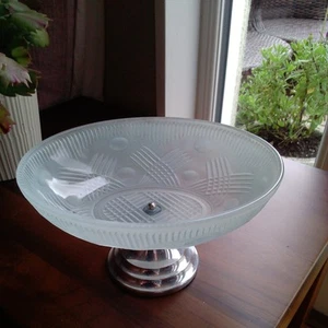 Frosted Glass Fruit Bowl Art Deco?Vintage - Picture 1 of 10