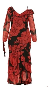 City Chic Xs Floral Long Sleeve Maxi Hollis Plus Rose Size 14 - Picture 1 of 4