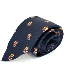 Vintage Brooks Brothers Silk Tie Santa Claus Christmas USA Made Red Navy Holiday - Picture 1 of 7