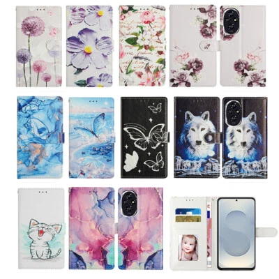For Huawei P50 Pro P50 P40 P30 Luxury Painted Leather Wallet Case Phone Cover - Image 1 of 4