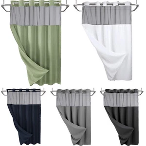 Waterproof Shower Drapes Waffle Hookless Shower Curtains Household Bath Curtains - Picture 1 of 17