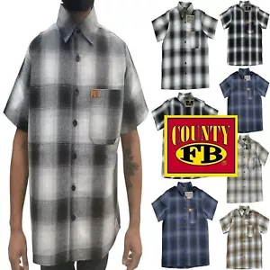 FB County Short Sleeve Plaid Checker Flannel Shirt - Picture 1 of 35