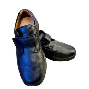 Dr. Comfort Men's Black Leather Hook and Loop Closure Comfort Shoes Size 11XWide - Picture 1 of 5
