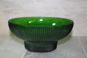 NoS-Vintage Hoosier Glass 4054 Emerald Green Ribbed Candy Dish Flower Bowl Vase - Picture 1 of 3