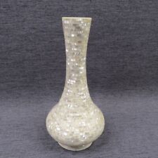 Ceramic Vase Covered In Mother Of Pearl Mosaic Pattern 18cm Tall
