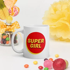 Super Girl Kaffee/Teebecher 11 Unzen Tasse ( Mama, Mädchen, Dame, Frau ) - Bild 1 von 3