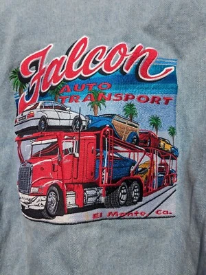 Vintage Men's Denim Leather Embroidered Jacket Medium - Image 1 of 4