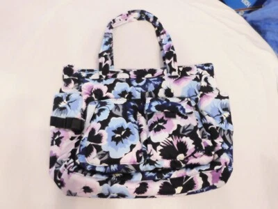 Vera Bradley Utility Tote Shoulder Bag 28046-12077 Plum Pansies Floral - Image 1 of 4